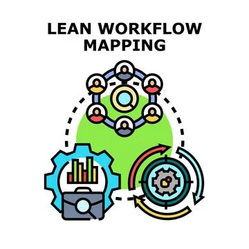 Lean workflow mapping for business process optimization Stock Illustration