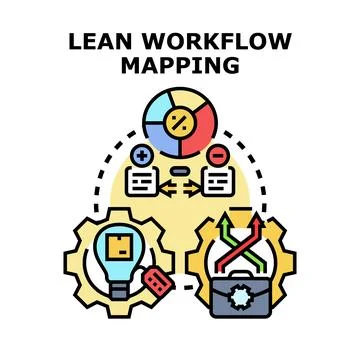 Lean workflow mapping optimizing business process management Illustrazione stock