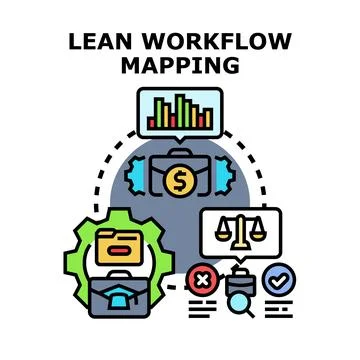 Lean workflow mapping process optimizing business productivity Stock Illustration