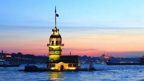 Leander's Tower, Istanbul, Turkey Video stock 80047980