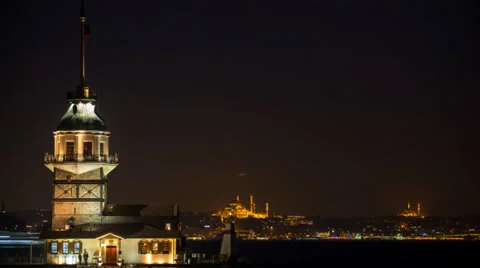 Leanderturm at Night Stock Footage 38298676