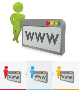 Leaning on internet browser Stock Illustration
