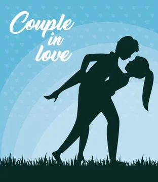 Leaning over couple design Ilustração Stock