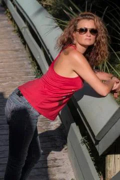 Leaning in Red Stock Photos