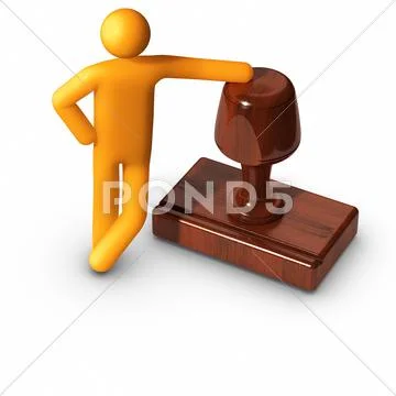 Leaning to rubber stamp Stock Illustration