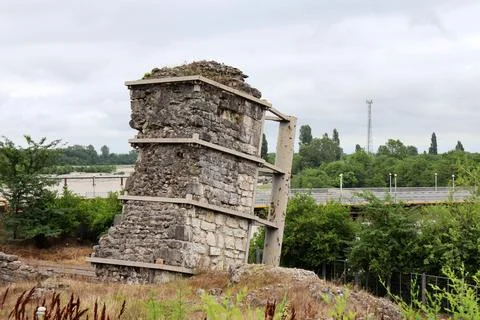The leaning tower of the castle Stock Photos