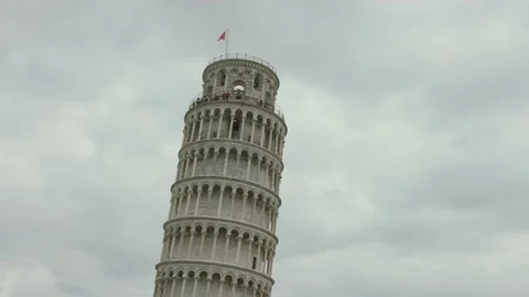 Leaning Tower of Pisa against a cloudy sky Stock Footage 226248718