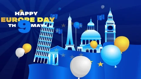 The Leaning Tower of Pisa, the Eiffel Tower, Big Ben,the European Union flag Stock Footage 331999315