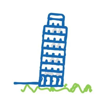 Leaning tower of pisa icon doodle illustration Stock Illustration