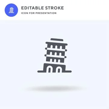 Leaning Tower Of Pisa icon vector, filled flat sign, solid pictogram isolated on Stock Illustration