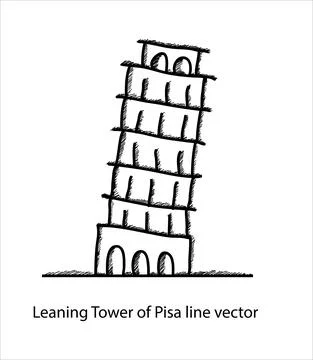 Leaning Tower of Pisa line vector Stock Illustration