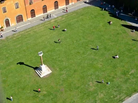 Leaning Tower of Pisa Looking Down at Courtyard from the Leaning Tower Stock Photos