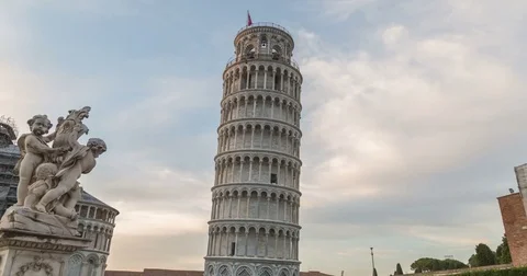 The leaning tower of Pisa in Miracles Square Stock Footage 76488169