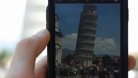 Leaning Tower of Pisa on Phone Stock Footage