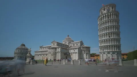 Leaning Tower of Pisa in Piazza dei Miracoli Square Time Lapse Stock Footage 158804968