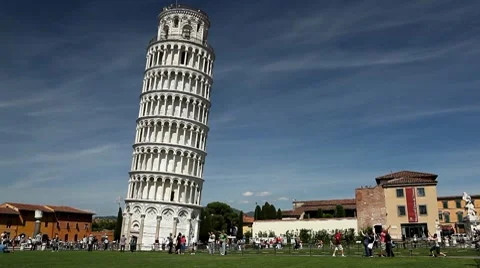 Leaning Tower in Pisa, Tuscany, Central Italy, Tourists Attraction, UNESCO Stock Footage 8563236