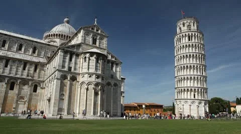 Leaning Tower in Pisa, Tuscany, Central Italy, Tourists Attraction, UNESCO Stock Footage