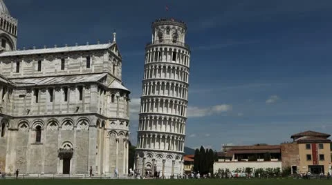Leaning Tower in Pisa, Tuscany, Central Italy, Tourists Attraction, UNESCO Stock Footage