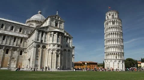 Leaning Tower in Pisa, Tuscany, Central Italy, Tourists Attraction, UNESCO Stock Footage