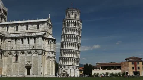 Leaning Tower in Pisa, Tuscany, Central Italy, Tourists Attraction, UNESCO Stock Footage