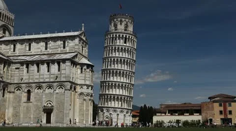 Leaning Tower in Pisa, Tuscany, Central Italy, Tourists Attraction, UNESCO Stock Footage