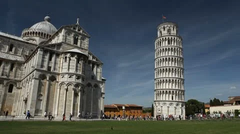 Leaning Tower in Pisa, Tuscany, Central Italy, Tourists Attraction, UNESCO Stock Footage