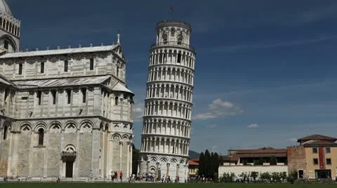 Leaning Tower in Pisa, Tuscany, Central Italy, Tourists Attraction, UNESCO Stock Footage