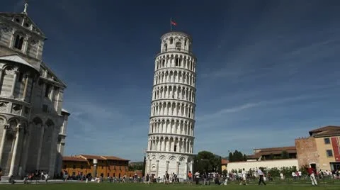 Leaning Tower in Pisa, Tuscany, Central Italy, Tourists Attraction, UNESCO Stock Footage