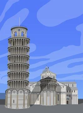 Leaning Tower of Pisa. vector. Illustrazione stock