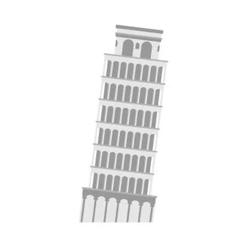 Leaning tower of Pisa on a white background. Italy Landmark architecture. Stock Illustration