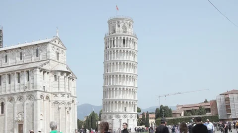 Leaning Tower of Pisa wide plus close Stock Footage 90920336