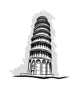 Leaning tower pisa,sketch vector Stock Illustration