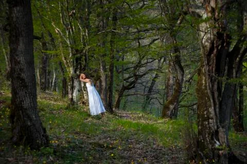 Leaning on a tree Stock Photos