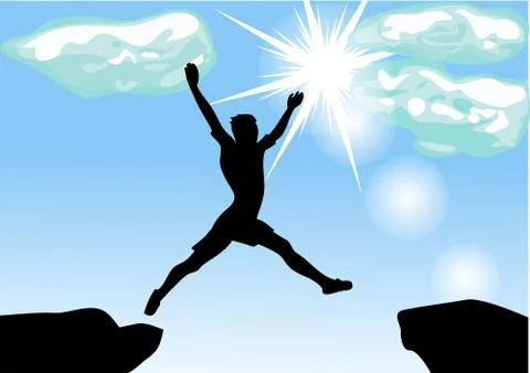 Leap across the chasm Stock Illustration