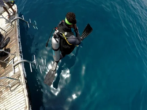 Leap diver in the sea Stock Footage 72770002