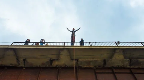 Leap forward facing with divorced hands Stock Footage 45991228