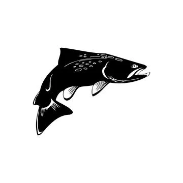 Leaping Fish vector Illustration Monochrome Stock Illustration
