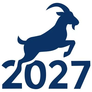 Leaping goat over 2027 text vector icon Ilustração Stock
