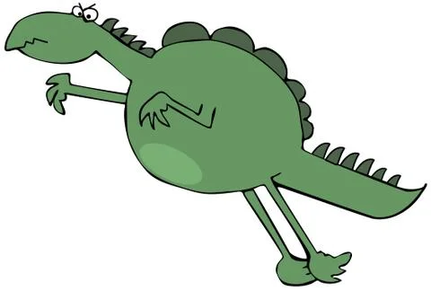 Leaping green dinosaur Stock Illustration