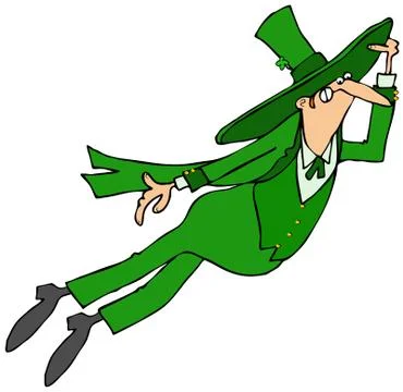 Leaping Irish leprechaun Stock Illustration
