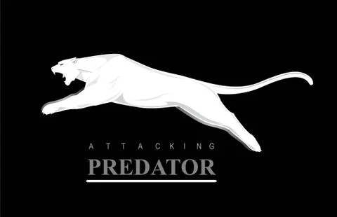 Leaping Predator. Leaping Cougar. Fearless Puma. Illustrazione stock