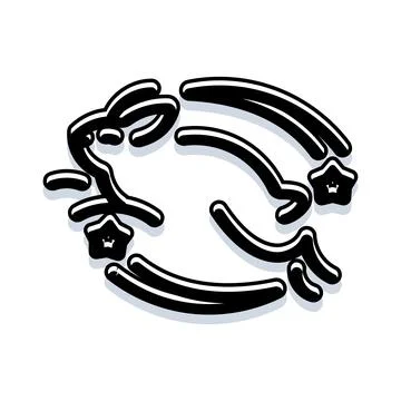Leaping rabbit creating starry line art illustration Stock Illustration