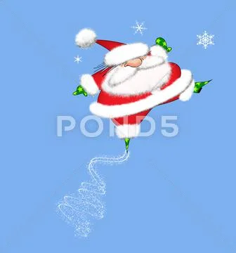 Leaping Santa Claus Stock Illustration