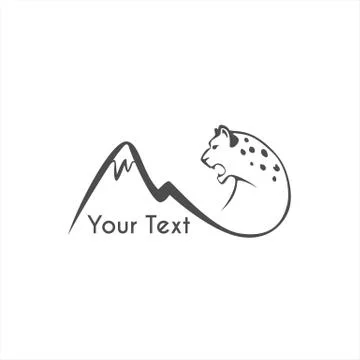 Leaping snow leopard logo sign emblem vector illustration Stock Illustration