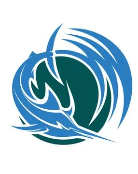 Leaping swordfish icon Stock Illustration