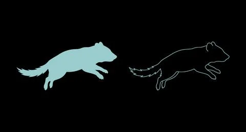 Leaping tasmanian devil silhouette in solid and outline style with jumping .. Stock Illustration
