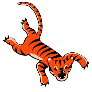 Leaping tiger cartoon Stock Illustration