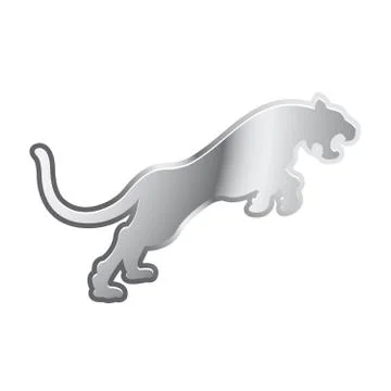 Leaping tiger-silver icon Stock Illustration