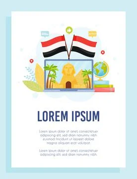 Learn about Egypt concept. Flyer template. Vector illustration. Stock Illustration