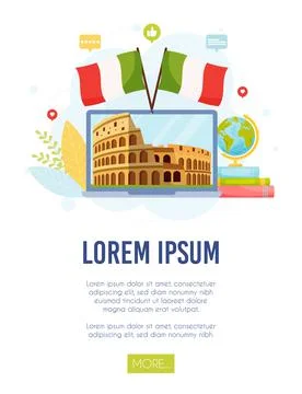 Learn about Italy concept. Vector illustration. Illustrazione stock